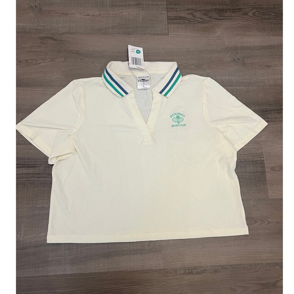 NWT Crane Pickleball Sport Club Cropped Polo Shirt